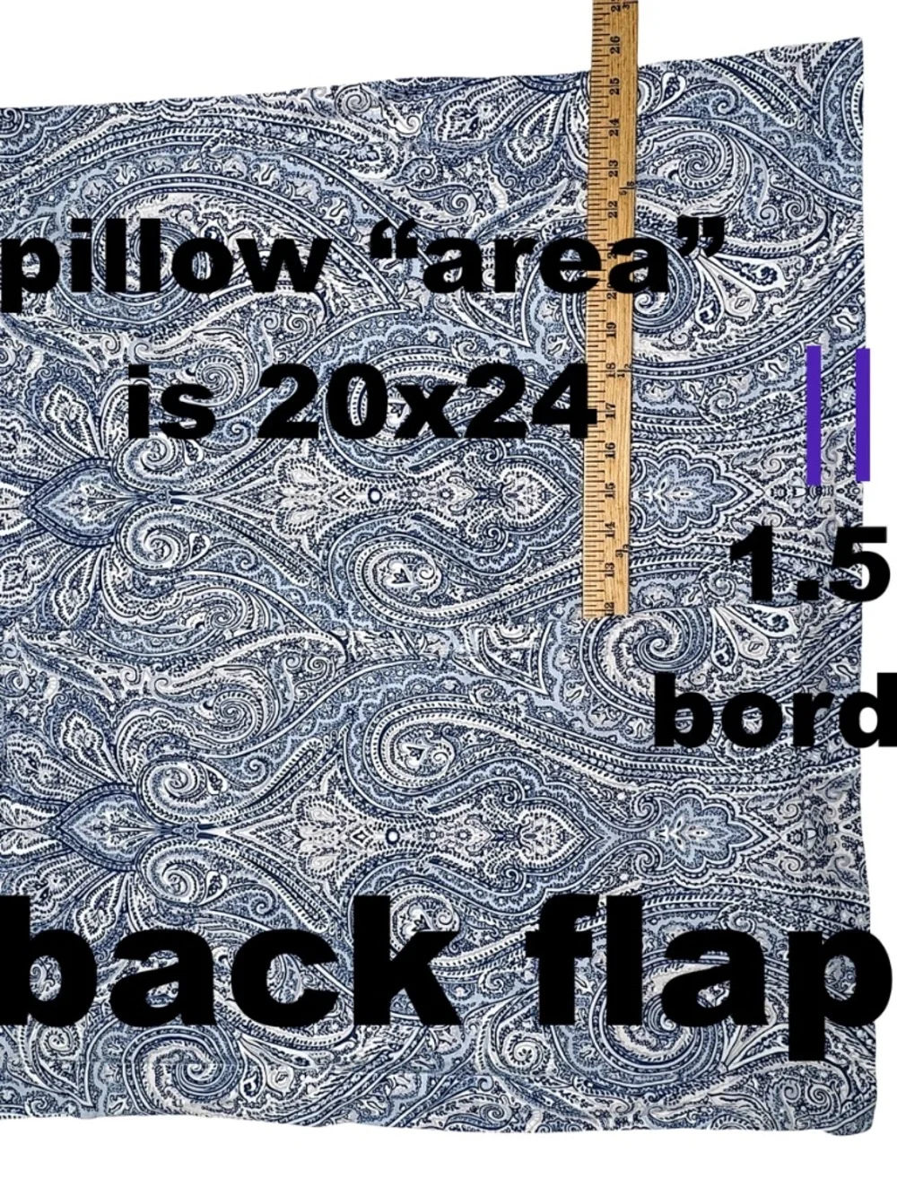 Ralph Lauren pillowcase blue paisley standard size 100% cotton vintage only 1